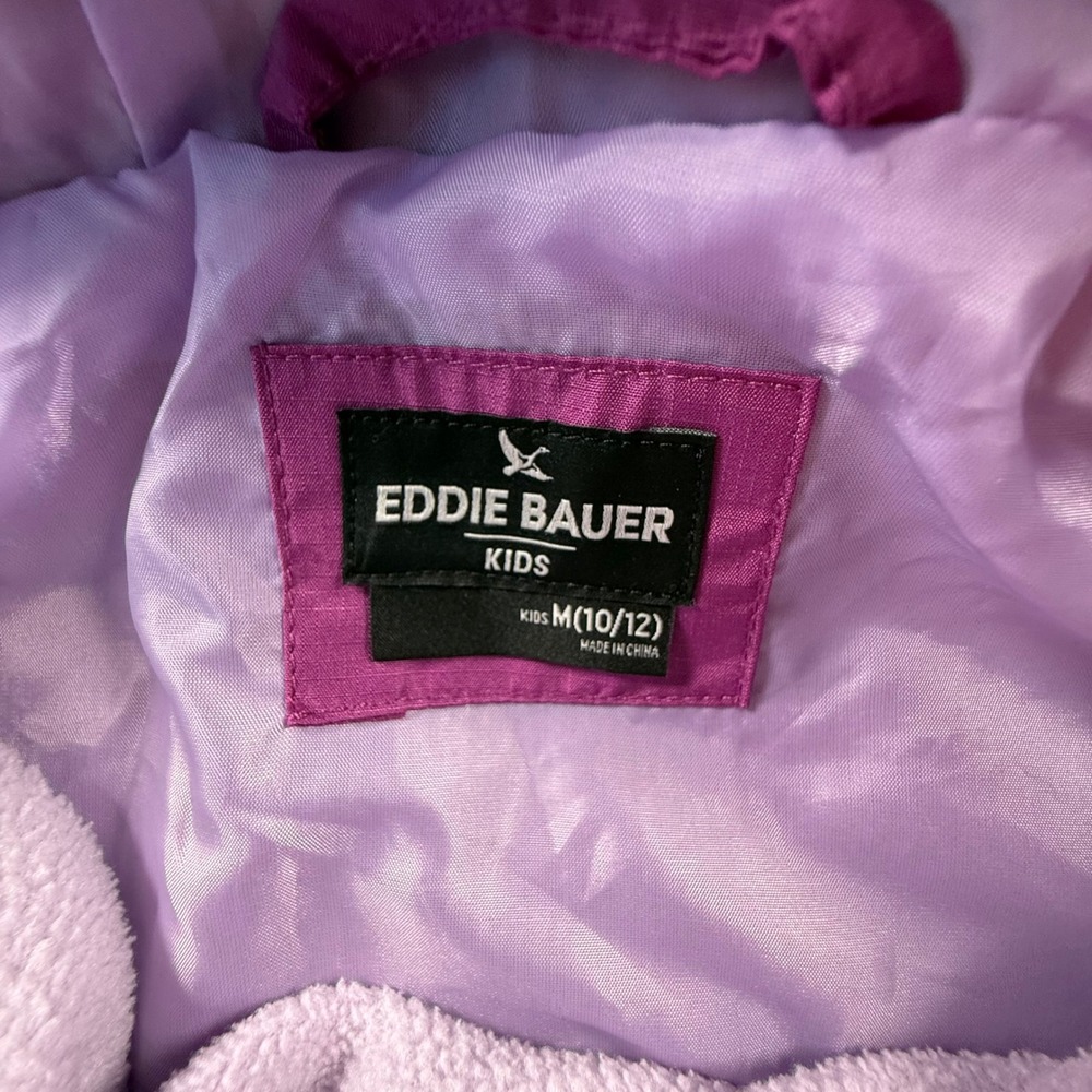 Eddie Bauer Kids 3-in-1 Hooded Jacket Purple Orange Fleece Liner M 10/12 - Picture 5 of 6